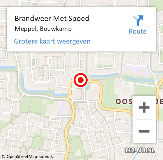 Locatie op kaart van de 112 melding: Brandweer Met Spoed Naar Meppel, Bouwkamp op 11 september 2024 16:33