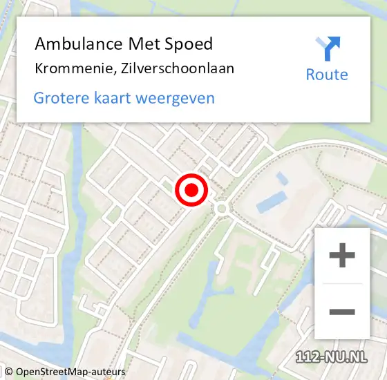 Locatie op kaart van de 112 melding: Ambulance Met Spoed Naar Krommenie, Zilverschoonlaan op 11 september 2024 16:34