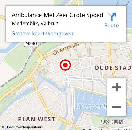 Locatie op kaart van de 112 melding: Ambulance Met Zeer Grote Spoed Naar Medemblik, Valbrug op 11 september 2024 16:45