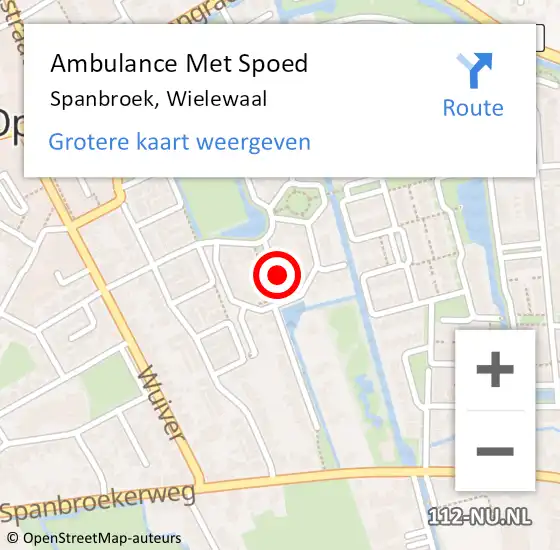 Locatie op kaart van de 112 melding: Ambulance Met Spoed Naar Spanbroek, Wielewaal op 11 september 2024 17:02