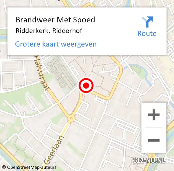 Locatie op kaart van de 112 melding: Brandweer Met Spoed Naar Ridderkerk, Ridderhof op 11 september 2024 17:07