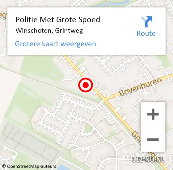 Locatie op kaart van de 112 melding: Politie Met Grote Spoed Naar Winschoten, Grintweg op 11 september 2024 17:22