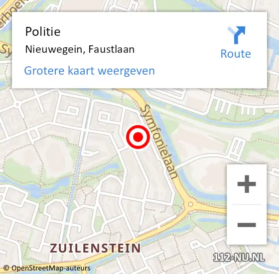 Locatie op kaart van de 112 melding: Politie Nieuwegein, Faustlaan op 11 september 2024 17:31