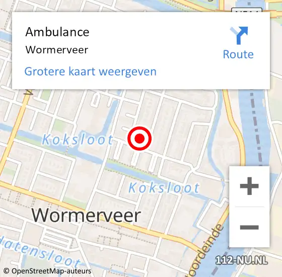 Locatie op kaart van de 112 melding: Ambulance Wormerveer op 11 september 2024 17:35