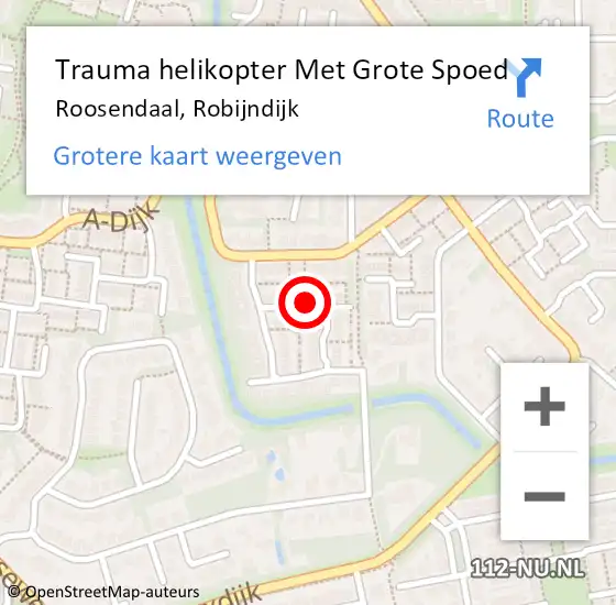 Locatie op kaart van de 112 melding: Trauma helikopter Met Grote Spoed Naar Roosendaal, Robijndijk op 11 september 2024 17:37