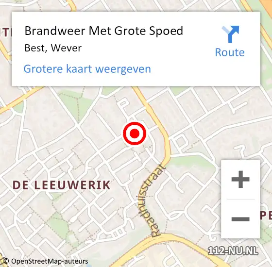 Locatie op kaart van de 112 melding: Brandweer Met Grote Spoed Naar Best, Wever op 11 september 2024 17:45