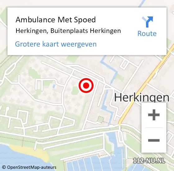 Locatie op kaart van de 112 melding: Ambulance Met Spoed Naar Herkingen, Buitenplaats Herkingen op 11 september 2024 18:15