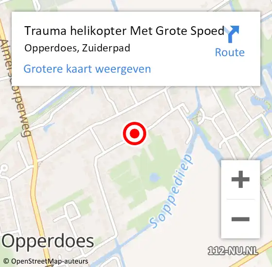 Locatie op kaart van de 112 melding: Trauma helikopter Met Grote Spoed Naar Opperdoes, Zuiderpad op 11 september 2024 18:16