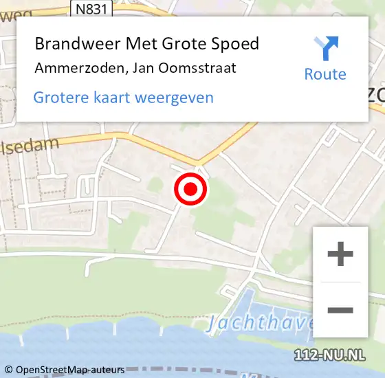 Locatie op kaart van de 112 melding: Brandweer Met Grote Spoed Naar Ammerzoden, Jan Oomsstraat op 11 september 2024 18:21