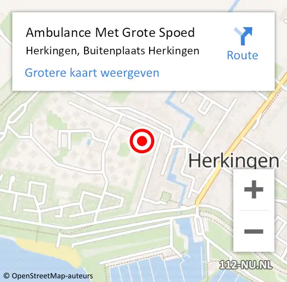 Locatie op kaart van de 112 melding: Ambulance Met Grote Spoed Naar Herkingen, Buitenplaats Herkingen op 11 september 2024 18:58