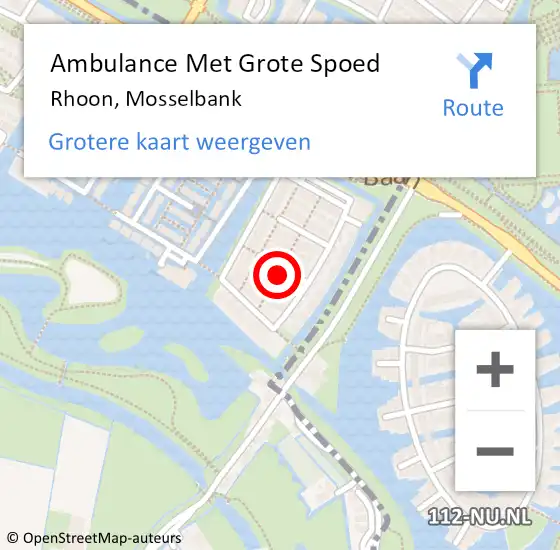 Locatie op kaart van de 112 melding: Ambulance Met Grote Spoed Naar Rhoon, Mosselbank op 11 september 2024 19:02