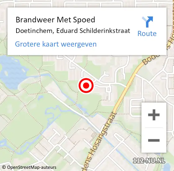 Locatie op kaart van de 112 melding: Brandweer Met Spoed Naar Doetinchem, Eduard Schilderinkstraat op 11 september 2024 19:05