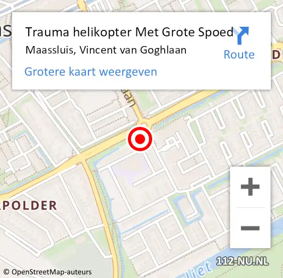 Locatie op kaart van de 112 melding: Trauma helikopter Met Grote Spoed Naar Maassluis, Vincent van Goghlaan op 11 september 2024 19:13