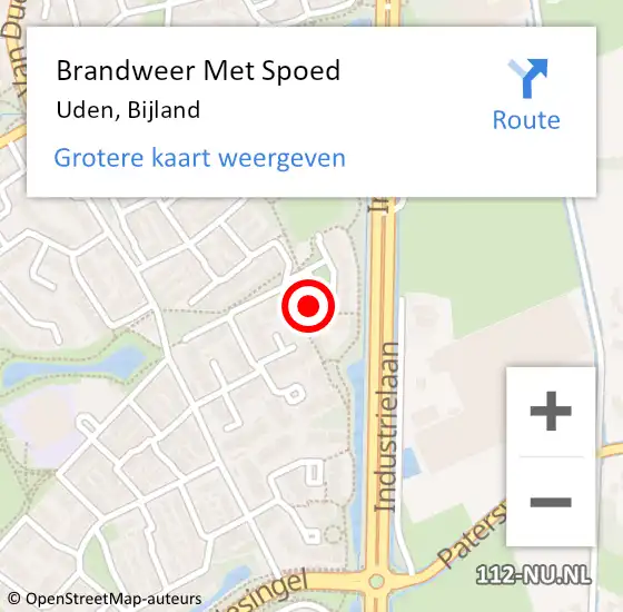 Locatie op kaart van de 112 melding: Brandweer Met Spoed Naar Uden, Bijland op 11 september 2024 19:16