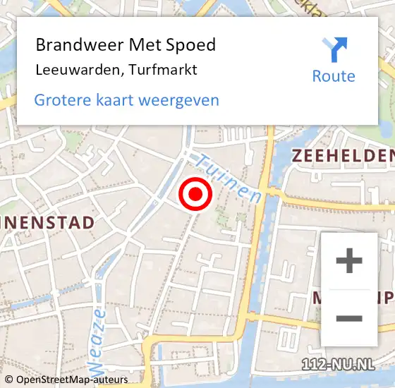 Locatie op kaart van de 112 melding: Brandweer Met Spoed Naar Leeuwarden, Turfmarkt op 11 september 2024 19:18