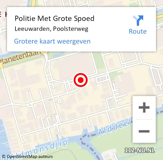 Locatie op kaart van de 112 melding: Politie Met Grote Spoed Naar Leeuwarden, Poolsterweg op 11 september 2024 19:25