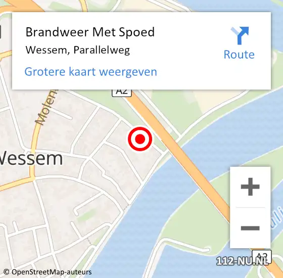 Locatie op kaart van de 112 melding: Brandweer Met Spoed Naar Wessem, Parallelweg op 11 september 2024 19:30