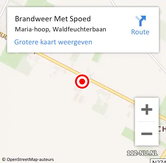 Locatie op kaart van de 112 melding: Brandweer Met Spoed Naar Maria-hoop, Waldfeuchterbaan op 11 september 2024 19:45