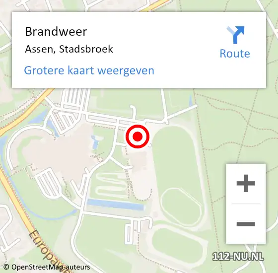 Locatie op kaart van de 112 melding: Brandweer Assen, Stadsbroek op 11 september 2024 19:52