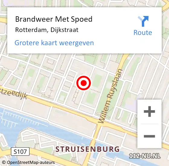 Locatie op kaart van de 112 melding: Brandweer Met Spoed Naar Rotterdam, Dijkstraat op 11 september 2024 19:53