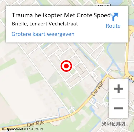 Locatie op kaart van de 112 melding: Trauma helikopter Met Grote Spoed Naar Brielle, Lenaert Vechelstraat op 11 september 2024 20:28