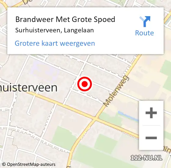 Locatie op kaart van de 112 melding: Brandweer Met Grote Spoed Naar Surhuisterveen, Langelaan op 11 september 2024 20:39