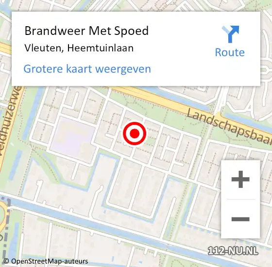 Locatie op kaart van de 112 melding: Brandweer Met Spoed Naar Vleuten, Heemtuinlaan op 11 september 2024 20:40