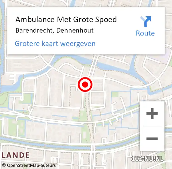 Locatie op kaart van de 112 melding: Ambulance Met Grote Spoed Naar Barendrecht, Dennenhout op 11 september 2024 20:41