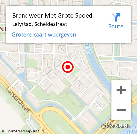 Locatie op kaart van de 112 melding: Brandweer Met Grote Spoed Naar Lelystad, Scheldestraat op 11 september 2024 20:48