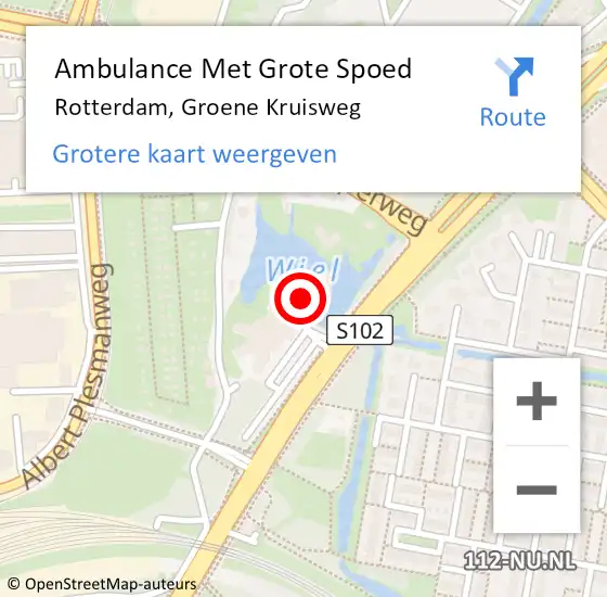 Locatie op kaart van de 112 melding: Ambulance Met Grote Spoed Naar Rotterdam, Groene Kruisweg op 11 september 2024 21:01