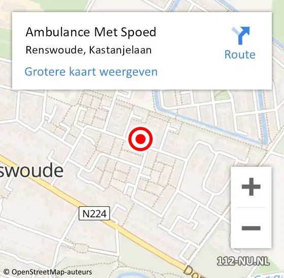 Locatie op kaart van de 112 melding: Ambulance Met Spoed Naar Renswoude, Kastanjelaan op 19 oktober 2014 20:08