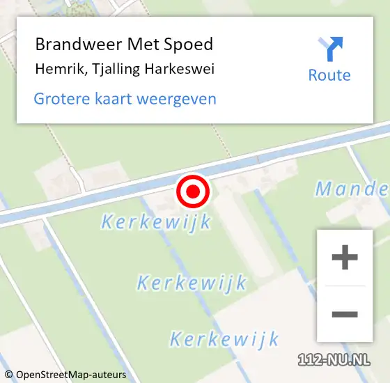 Locatie op kaart van de 112 melding: Brandweer Met Spoed Naar Hemrik, Tjalling Harkeswei op 11 september 2024 21:07