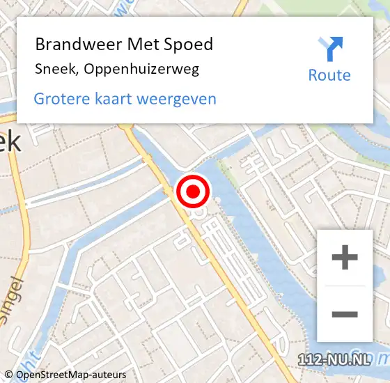 Locatie op kaart van de 112 melding: Brandweer Met Spoed Naar Sneek, Oppenhuizerweg op 11 september 2024 21:25