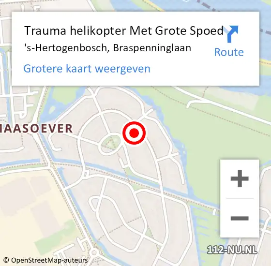 Locatie op kaart van de 112 melding: Trauma helikopter Met Grote Spoed Naar 's-Hertogenbosch, Braspenninglaan op 11 september 2024 21:33