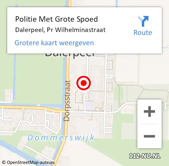 Locatie op kaart van de 112 melding: Politie Met Grote Spoed Naar Dalerpeel, Pr Wilhelminastraat op 11 september 2024 21:48