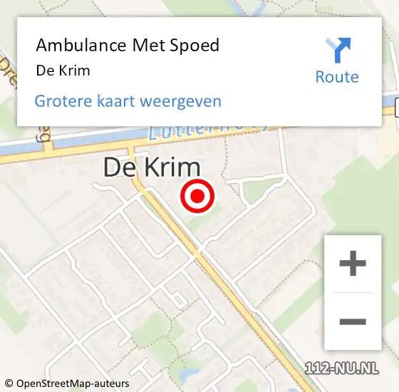 Locatie op kaart van de 112 melding: Ambulance Met Spoed Naar De Krim op 11 september 2024 21:52