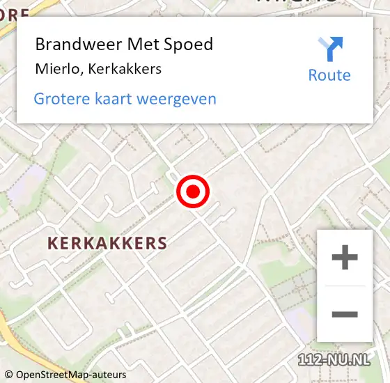 Locatie op kaart van de 112 melding: Brandweer Met Spoed Naar Mierlo, Kerkakkers op 11 september 2024 22:02