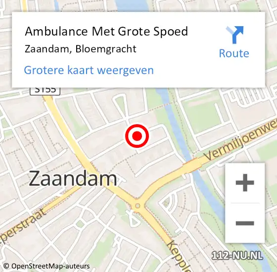 Locatie op kaart van de 112 melding: Ambulance Met Grote Spoed Naar Zaandam, Bloemgracht op 11 september 2024 22:03