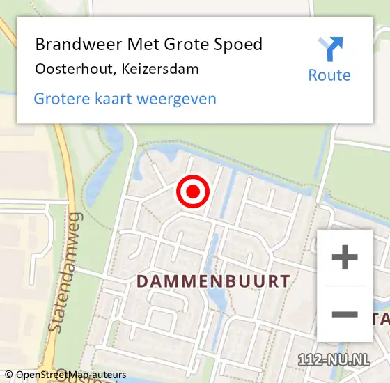 Locatie op kaart van de 112 melding: Brandweer Met Grote Spoed Naar Oosterhout, Keizersdam op 11 september 2024 22:25