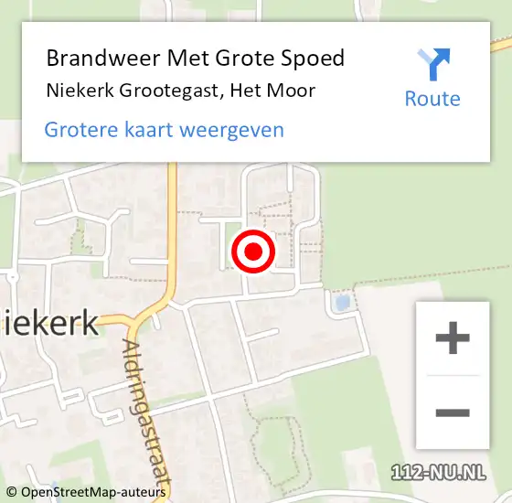 Locatie op kaart van de 112 melding: Brandweer Met Grote Spoed Naar Niekerk Grootegast, Het Moor op 19 oktober 2014 20:15