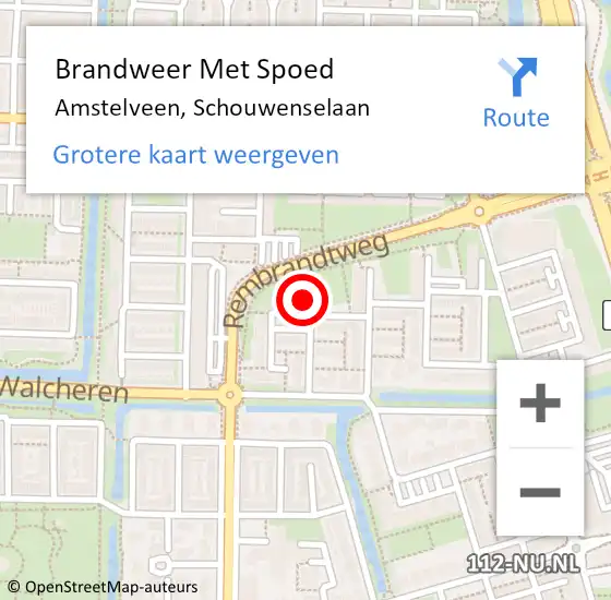 Locatie op kaart van de 112 melding: Brandweer Met Spoed Naar Amstelveen, Schouwenselaan op 11 september 2024 22:44