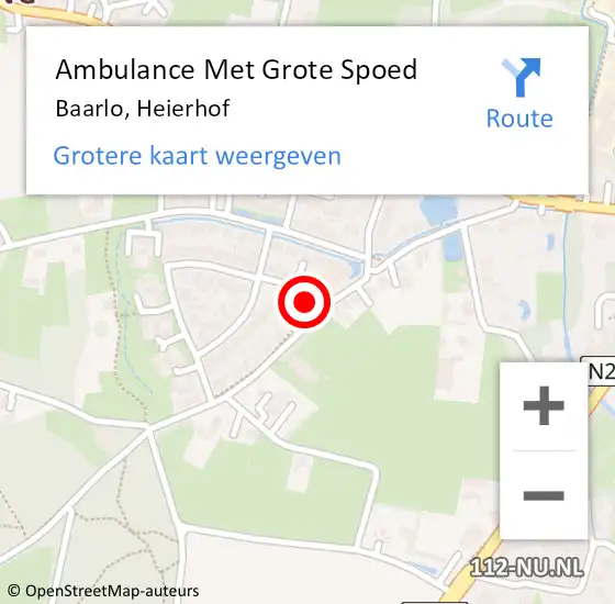 Locatie op kaart van de 112 melding: Ambulance Met Grote Spoed Naar Baarlo, Heierhof op 19 oktober 2014 20:17