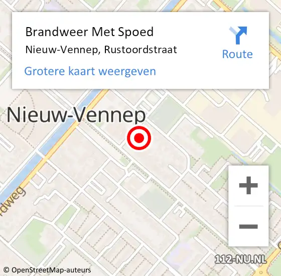 Locatie op kaart van de 112 melding: Brandweer Met Spoed Naar Nieuw-Vennep, Rustoordstraat op 11 september 2024 23:36