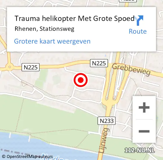 Locatie op kaart van de 112 melding: Trauma helikopter Met Grote Spoed Naar Rhenen, Stationsweg op 11 september 2024 23:59