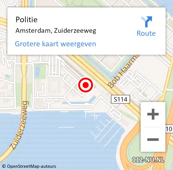 Locatie op kaart van de 112 melding: Politie Amsterdam, Zuiderzeeweg op 12 september 2024 00:10