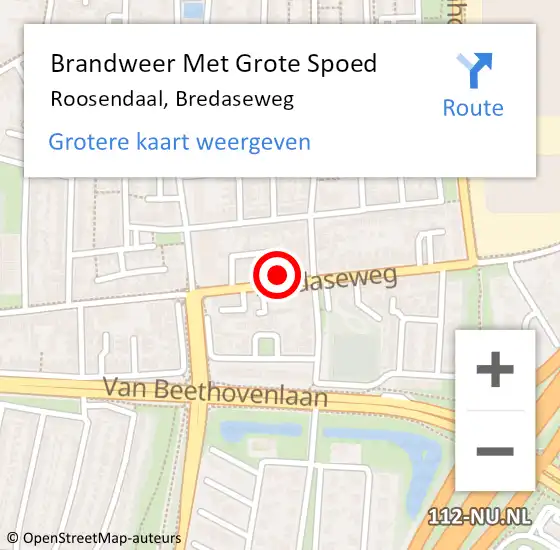 Locatie op kaart van de 112 melding: Brandweer Met Grote Spoed Naar Roosendaal, Bredaseweg op 12 september 2024 01:12