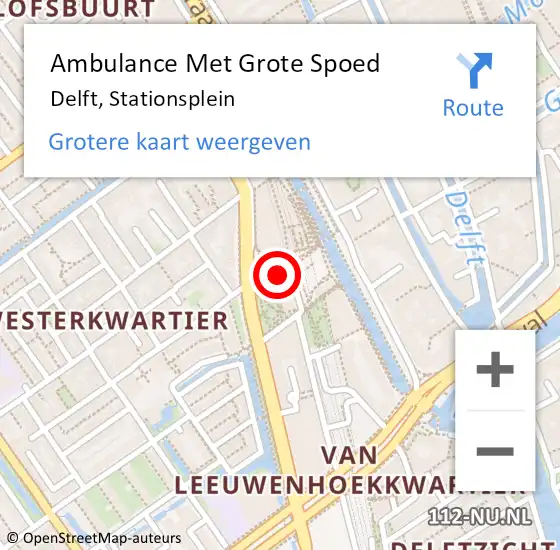 Locatie op kaart van de 112 melding: Ambulance Met Grote Spoed Naar Delft, Stationsplein op 12 september 2024 01:51