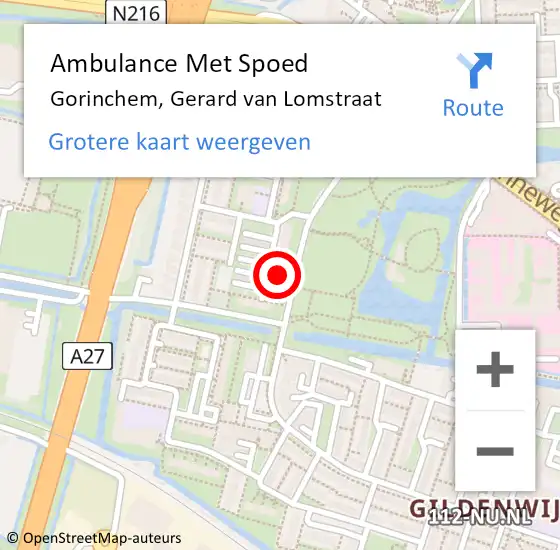 Locatie op kaart van de 112 melding: Ambulance Met Spoed Naar Gorinchem, Gerard van Lomstraat op 12 september 2024 04:11