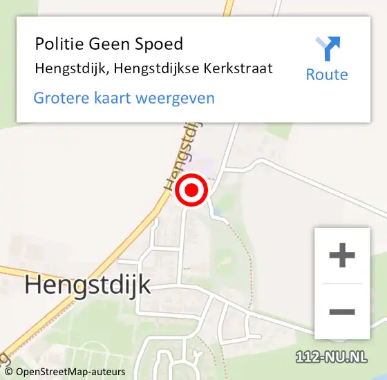 Locatie op kaart van de 112 melding: Politie Geen Spoed Naar Hengstdijk, Hengstdijkse Kerkstraat op 12 september 2024 04:17