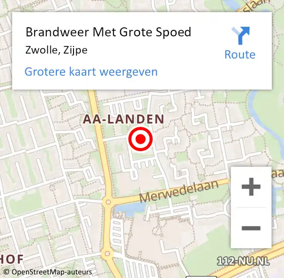 Locatie op kaart van de 112 melding: Brandweer Met Grote Spoed Naar Zwolle, Zijpe op 12 september 2024 05:55